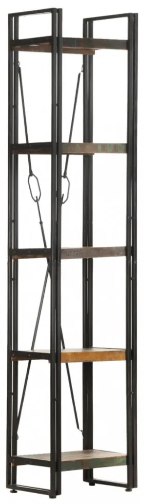 5 szintes tömör újrahasznosított fa könyvespolc 40x30x180 cm