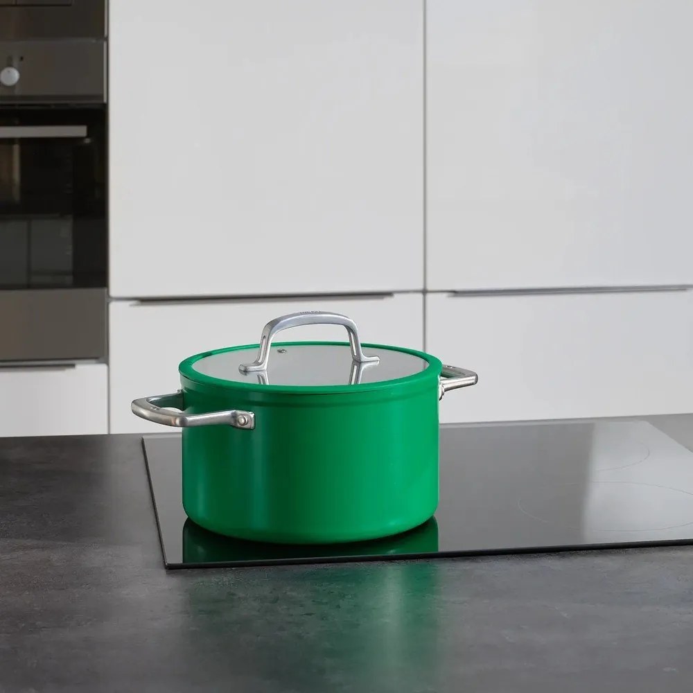 Indukciós tűzhelyhez alkalmas edény fedővel-kerámia felülettel 5,5 l Meda 3.0 – FABINI