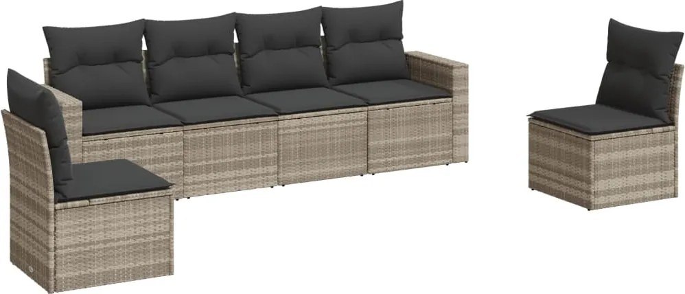 vidaXL 6 részes világosszürke polyrattan kerti ülőgarnitúra párnákkal