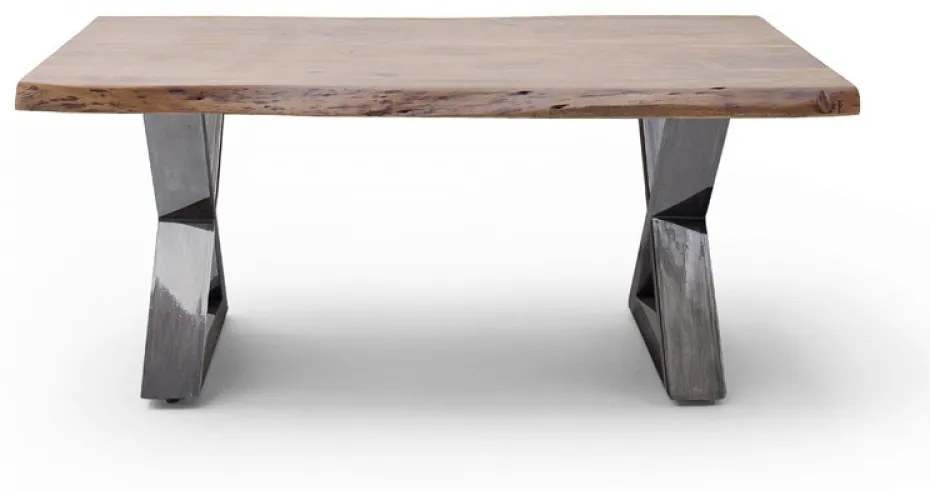 CARTAGENA dohányzó asztal akácfa 110x70cm - X alakú antikolt lábbal - Dió