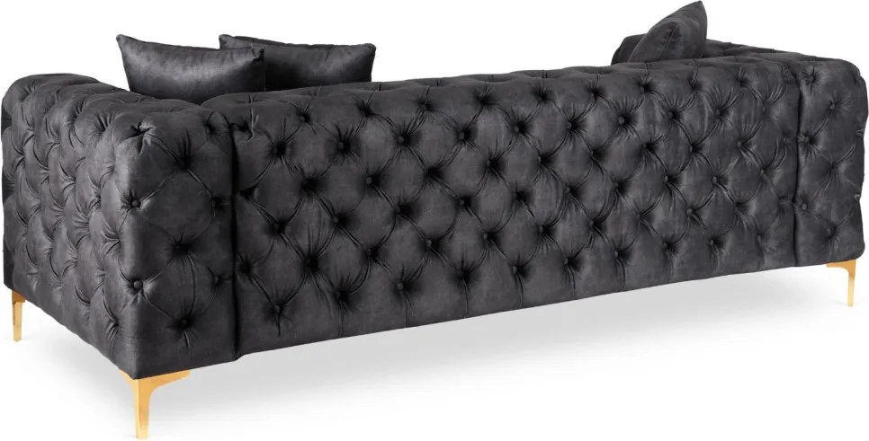 Sofa SORRENTO 3S Trzyosobowa Czarna Welurowa