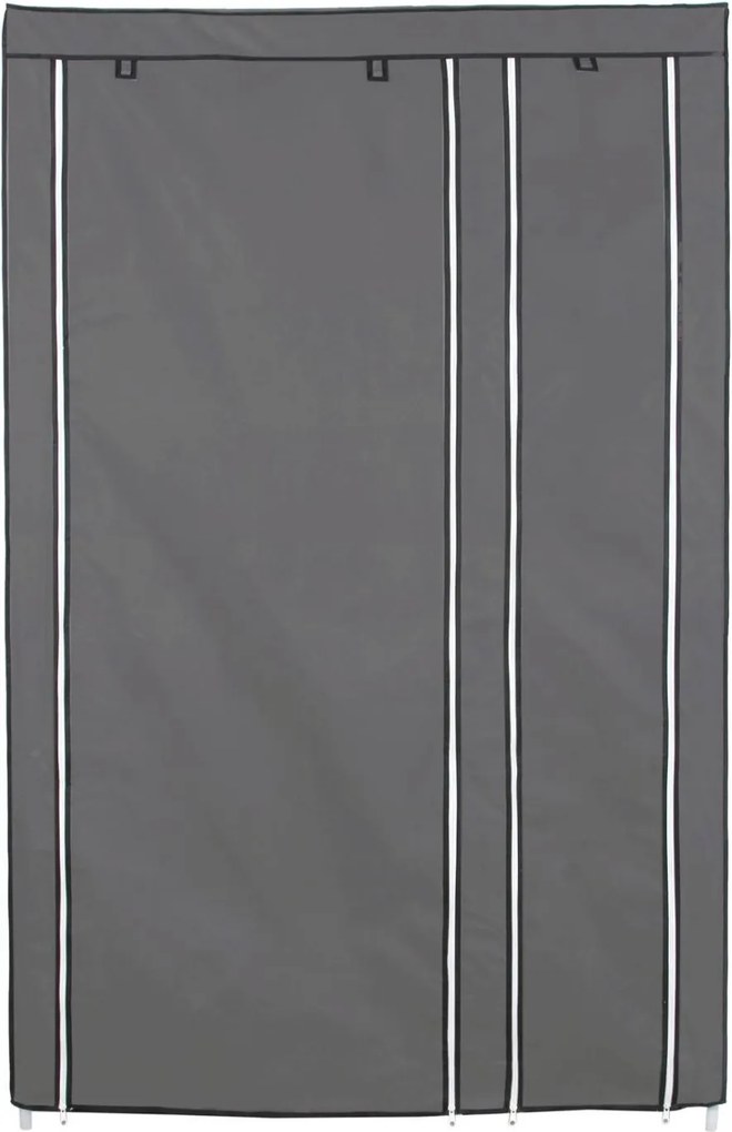 Szövet ruhatároló szekrény hordozható gardrób, szürke 110x45x175cm