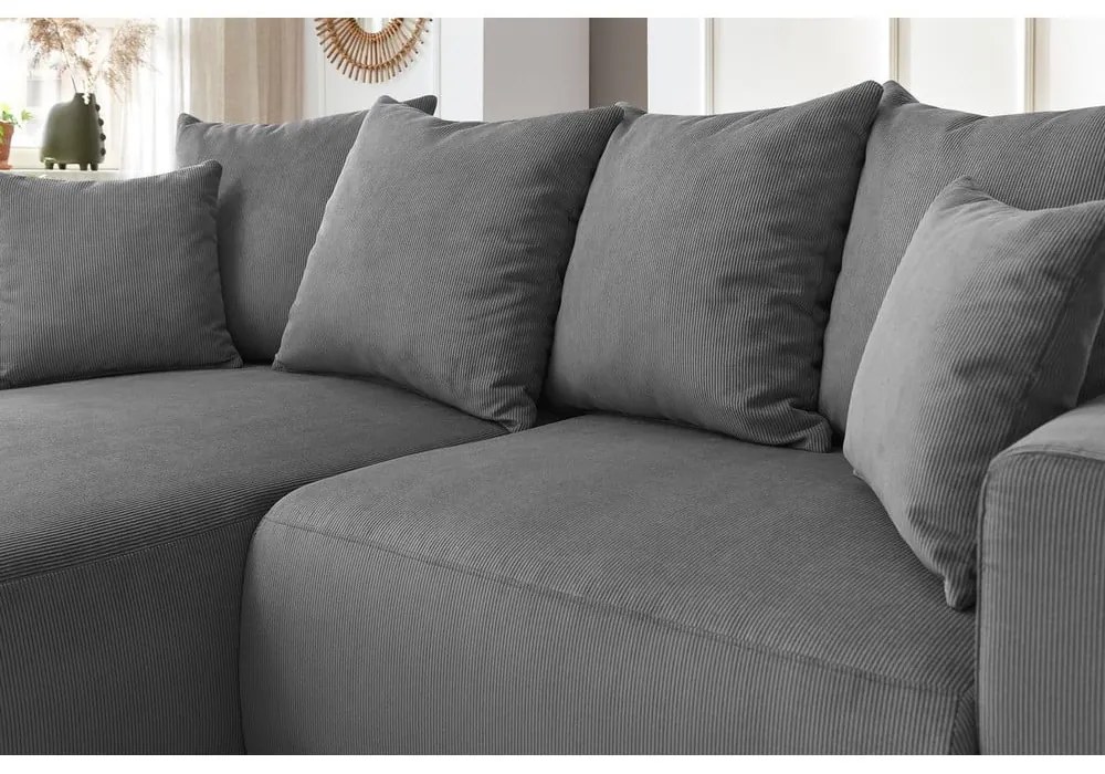 Szürke bársony sarokkanapé Enjoy – Bobochic Paris