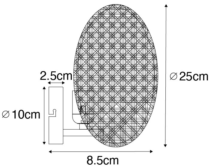 Rusztikus fali lámpa fekete rattannal 25 cm - Kata