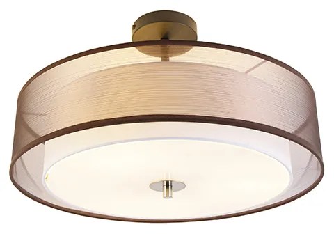 Modern barna és fehér mennyezeti lámpa 50 cm 3-lámpás - Drum Duo