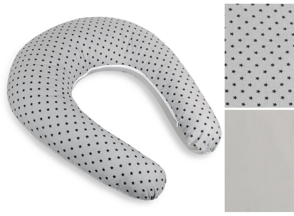 Bellatex Csillagok szoptatós párnahuzat szürke, 180 cm