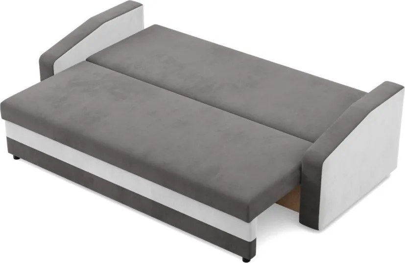 Hewlet kanapéágy, szövet anyag, hab töltet, szürke - fehér