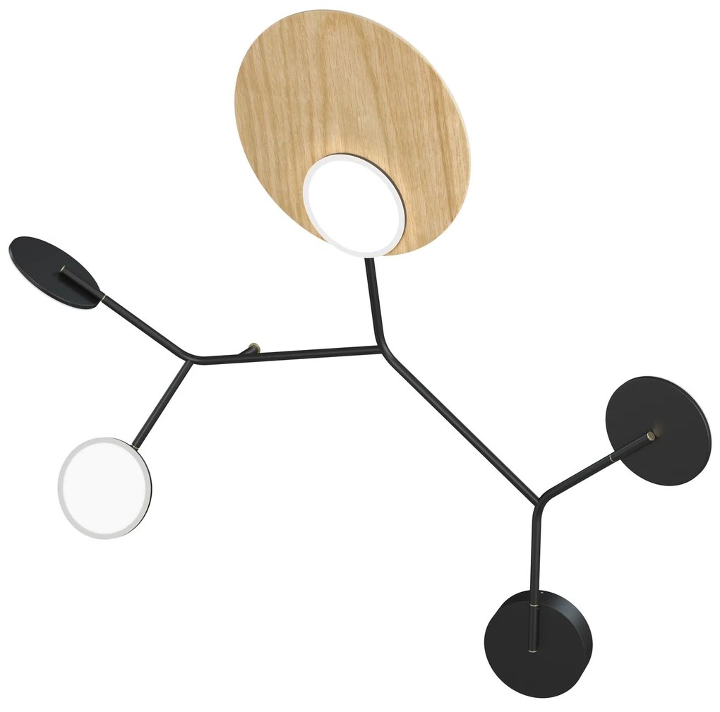 Ballon 5 C fali lámpa, többféle változat - TUNTO Modell: arany keret / 24k arany, rögzítő rész fehér, panel tölgy rétegelt lemez