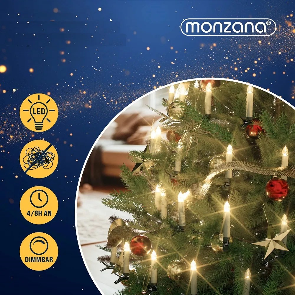Monzana CANDLE gyertyák karácsonyfára, 20db, 10,5cm, meleg fehér