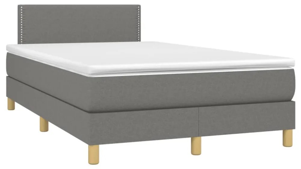 sötétszürke szövet rugós és LED-es ágy matraccal 120x190 cm