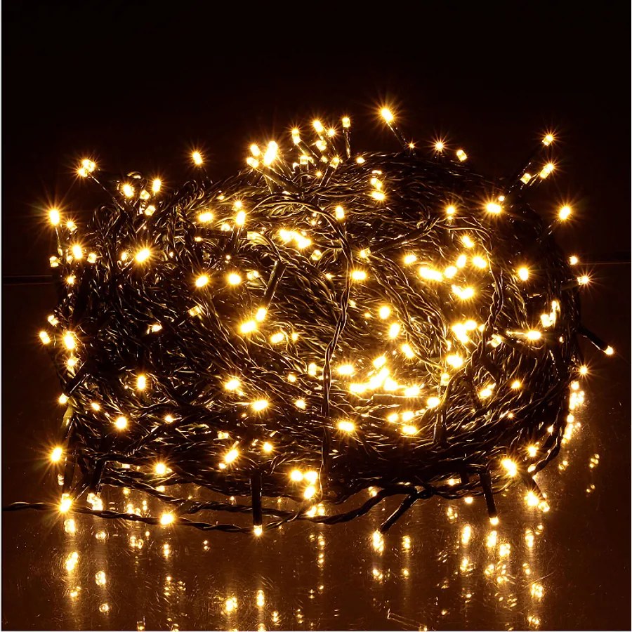 18 m-es 240 LED-es Karácsonyi kültéri-beltéri dekor fényfüzér, hálózati adateres, meleg fehér,IP44