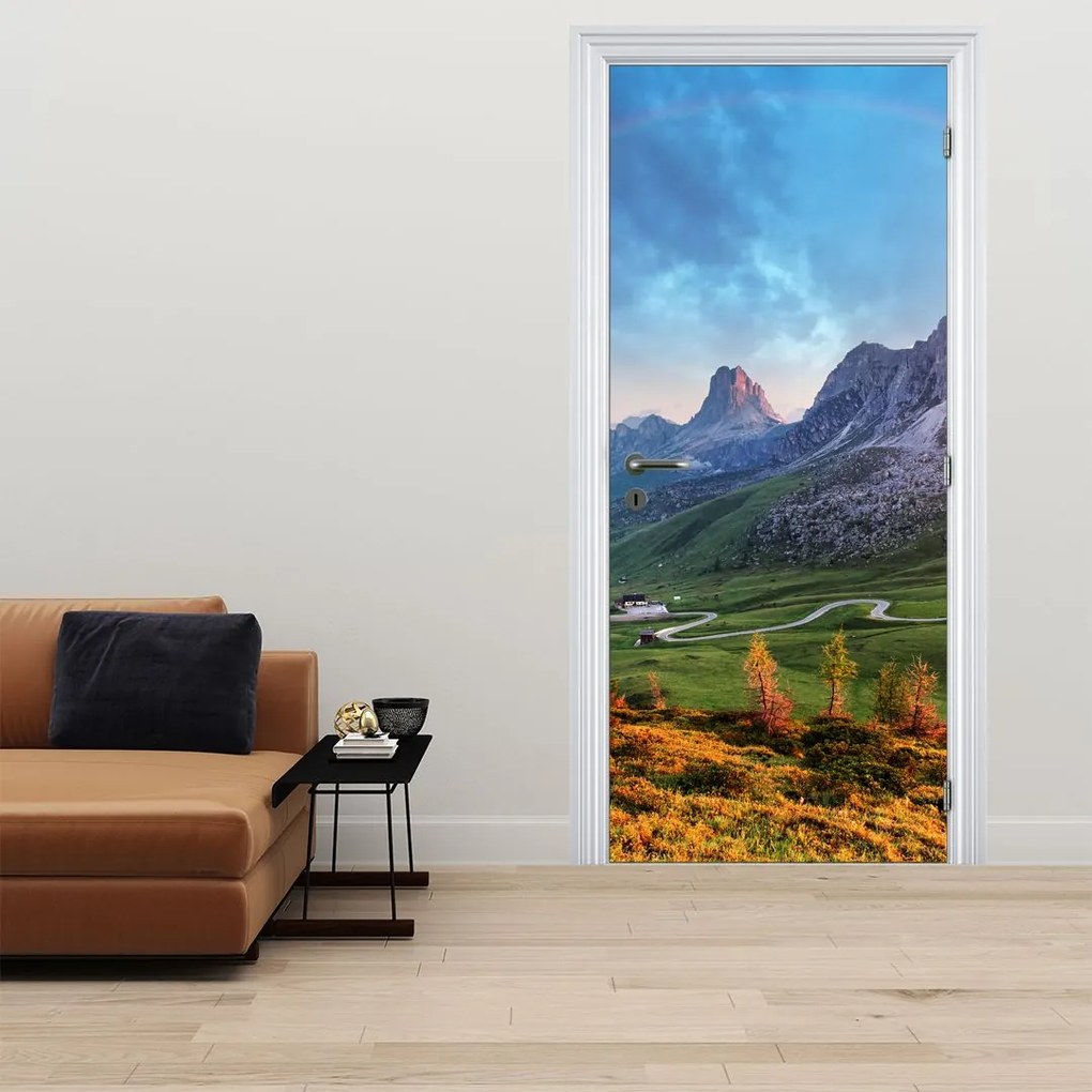 Fotótapéta ajtóra - Szivárvány a sziklákon (95x205cm)