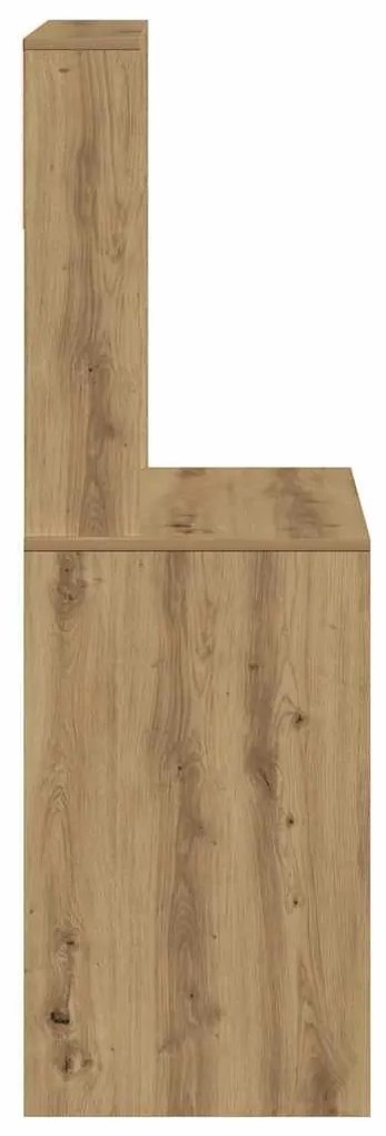 vidaXL kézműves tölgy szerelt fa íróasztal polcokkal 100x45x140 cm