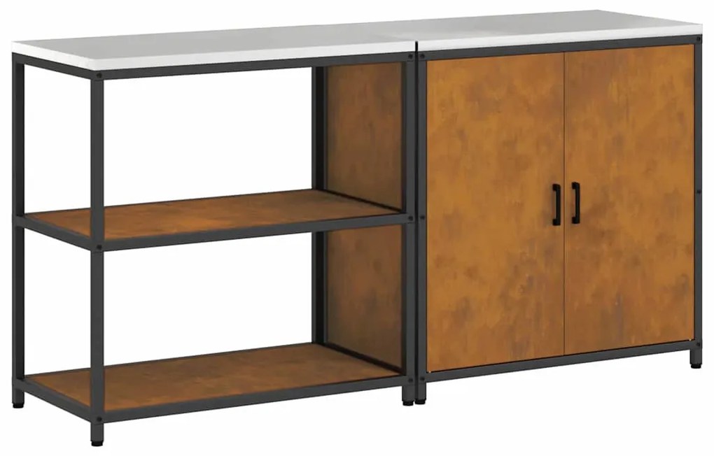 Konyhai Tároló Készlet polcokkal 2 pcs Rozsdás 180 x 50 x 92 cm