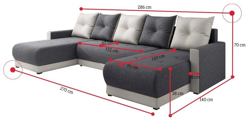 DESIGNIA U alakú ülőgarnitúra, 286x140 cm, sawana, sawana 05_01