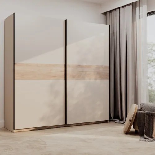 BERNO ruhásszekrény, 200 cm | Kasmír + Jackson hickory tölgy