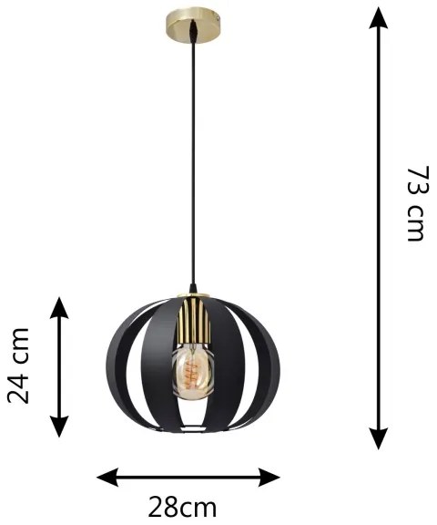 Csillár zsinóron NEWTON 1xE27/15W/230V fekete/arany
