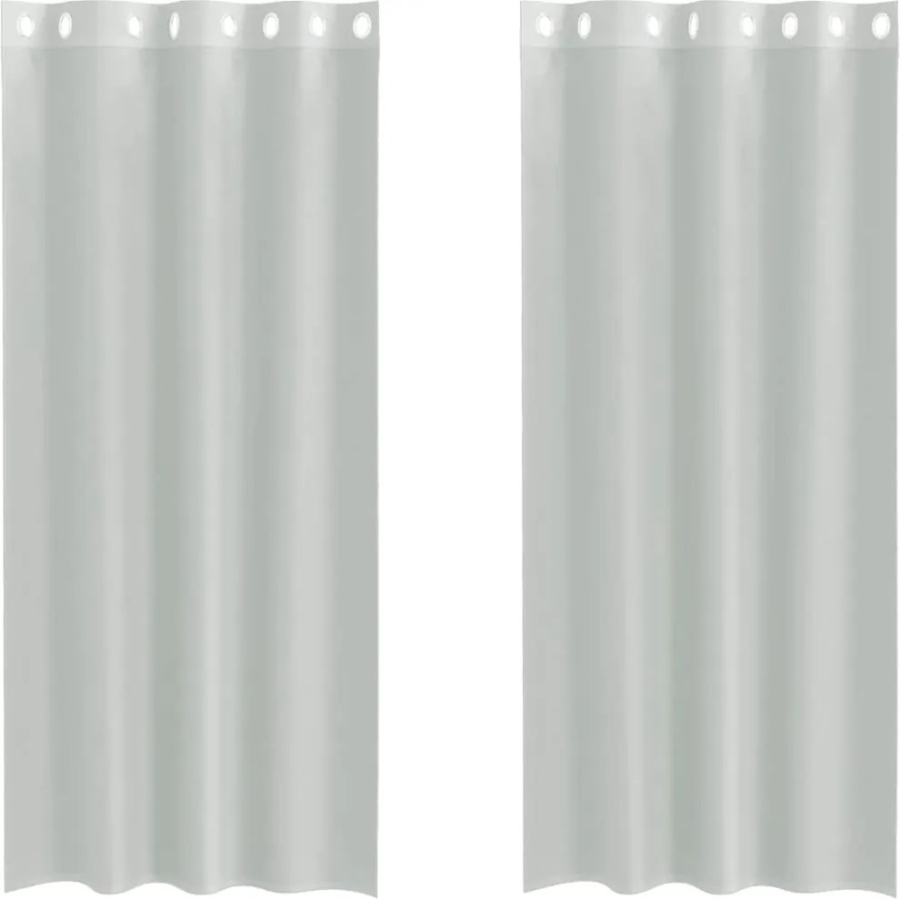 vidaXL 2 db világosszürke fátyolfüggönyök rojtokkal 140x245 cm