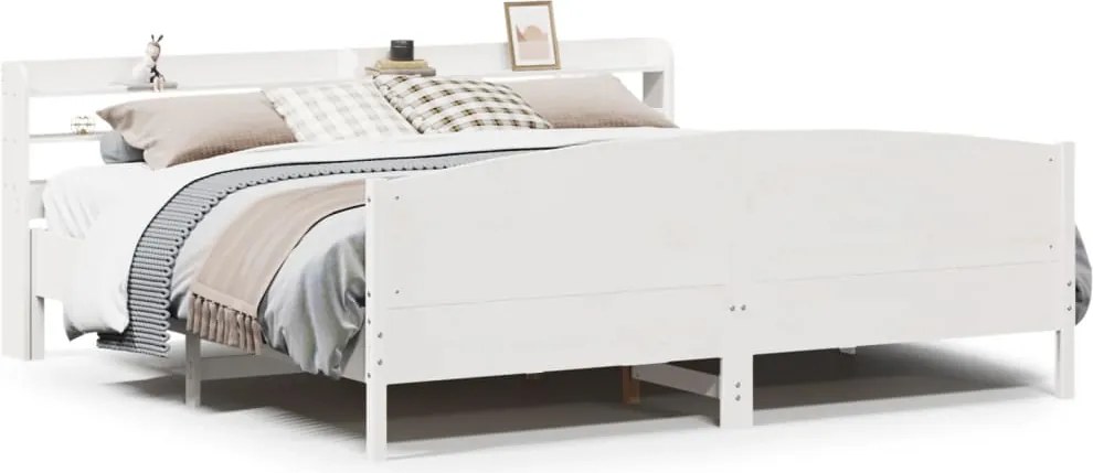 vidaXL fehér tömör fenyőfa ágy matrac nélkül 200 x 200 cm