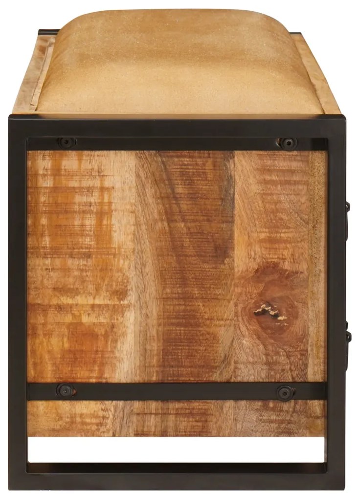 Tároló pad vászonnal 80x35x40 cm Tömör durva mangófából
