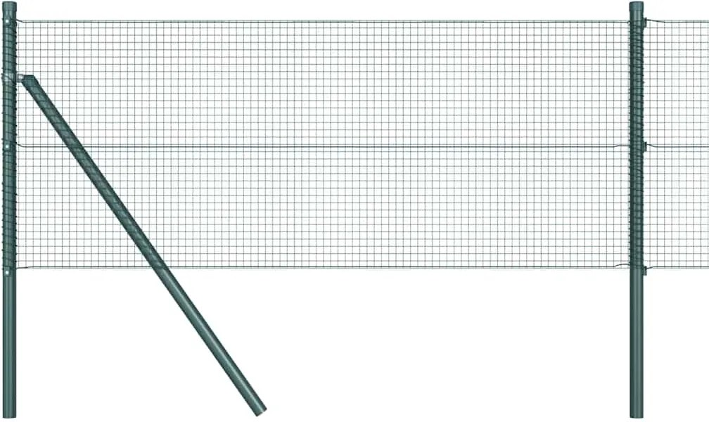 vidaXL Kerítésoszlop Zöld 10 x 0,4 m (16 x 16 mm háló) Acél és PVC