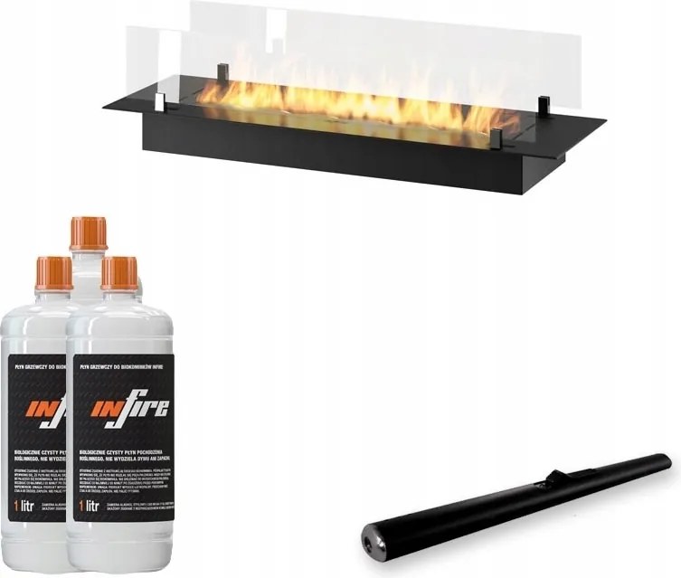 Biokandalló bútor Insert Slim fekete 1000mm üveg