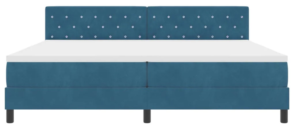 Boxspring Ágy Mattal & LED Sötétkék 200x200 cm Bársony