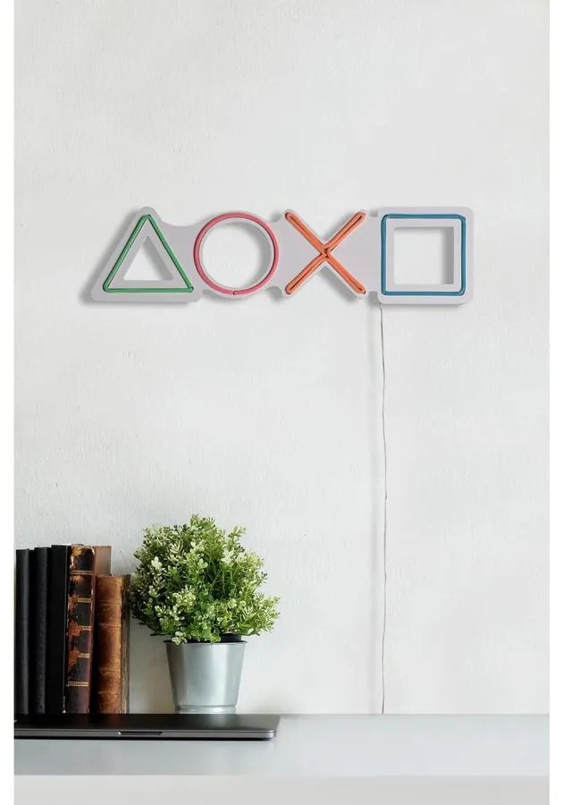 Műanyag LED-es fali dekoráció, Play Station - Multicolor