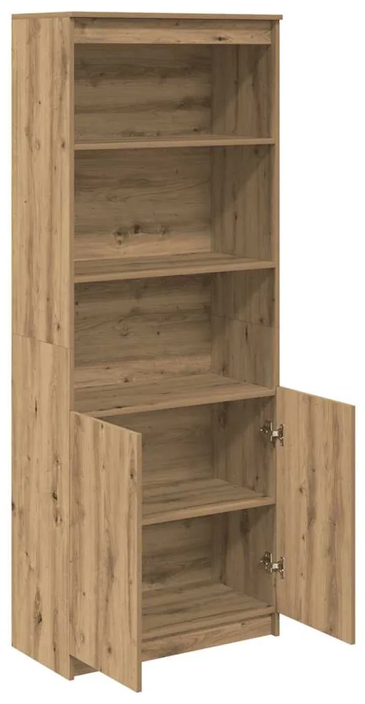 kézműves tölgy színű szerelt fa magasszekrény 70 x 35 x 180