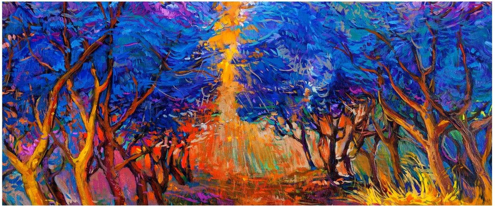 Kép - őszi fa koronák, modern impresszionizmus (120x50 cm)