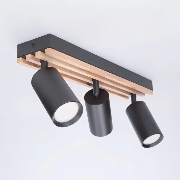 Brilagi - SELE WOOD ACOUSTIC spotlámpa 3xGU10/30W/230V fekete/fa