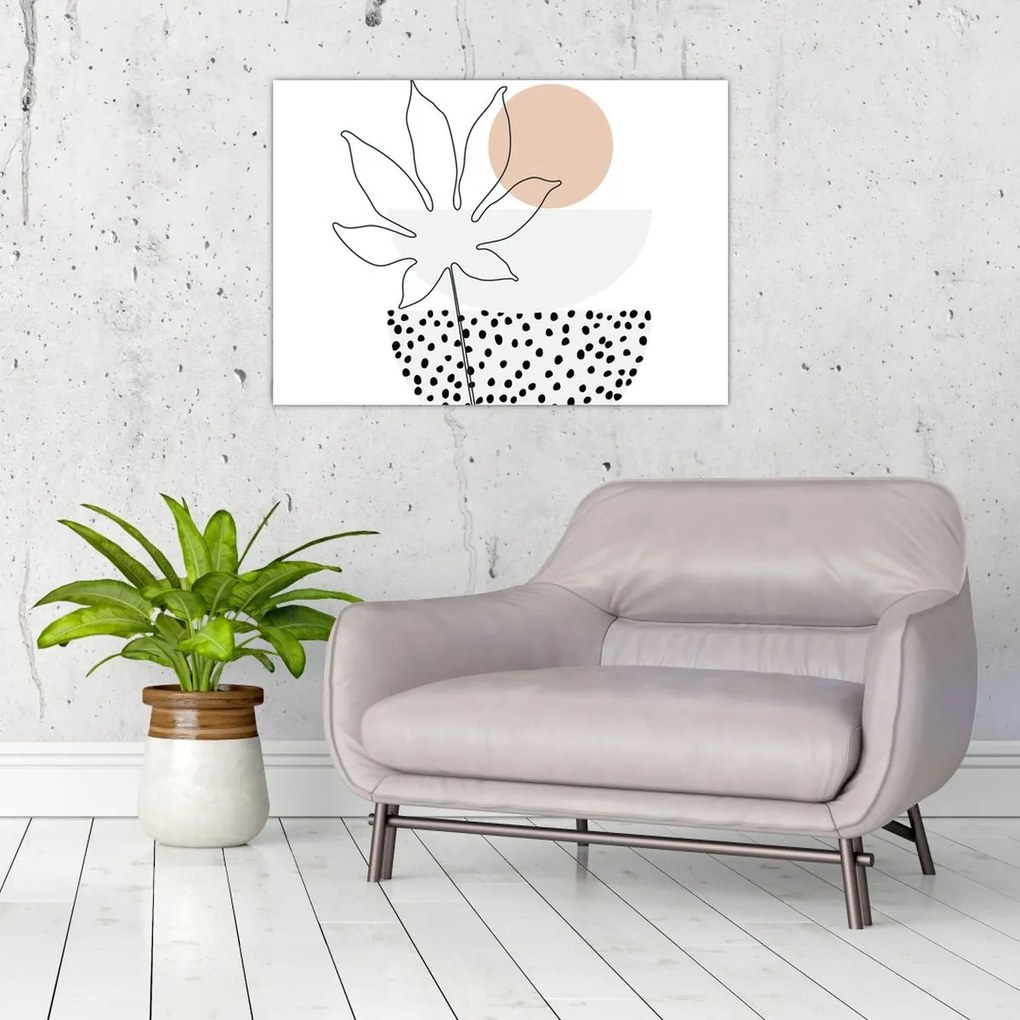 Üveg kép - Vonal művészet virágok N⁰3 (70x50 cm)