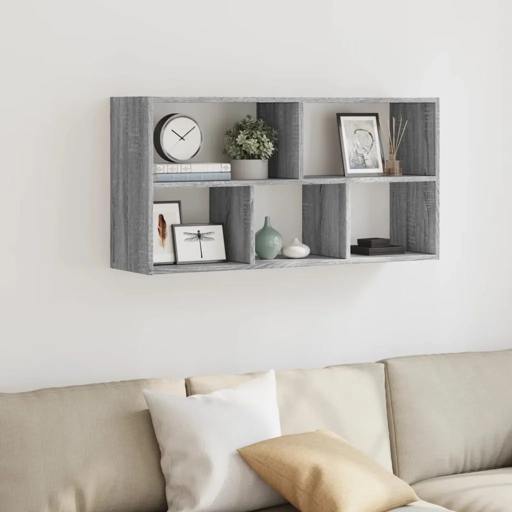 szürke sonoma színű szerelt fa fali polc 100 x 25 x 50 cm