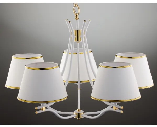 Jupiter 2084 - láncos csillár SAMBA 5xE27/15W/230V fehér/arany