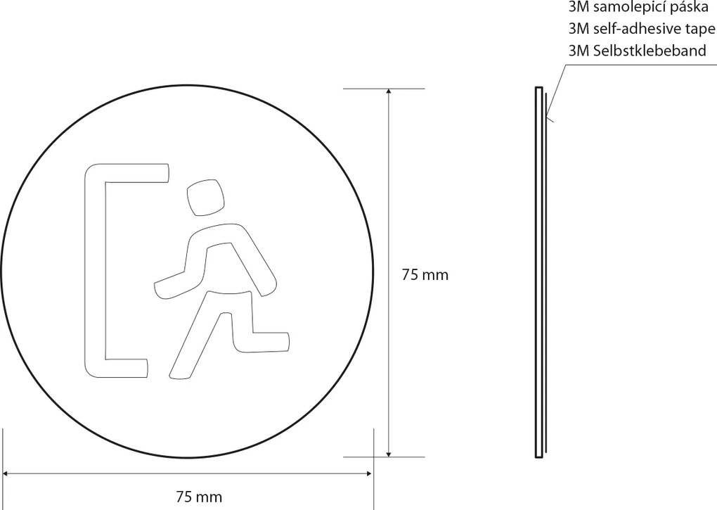 Sapho Sapho, "EXIT" tábla, átmérő 75 mm, nemesacél matt, XP128
