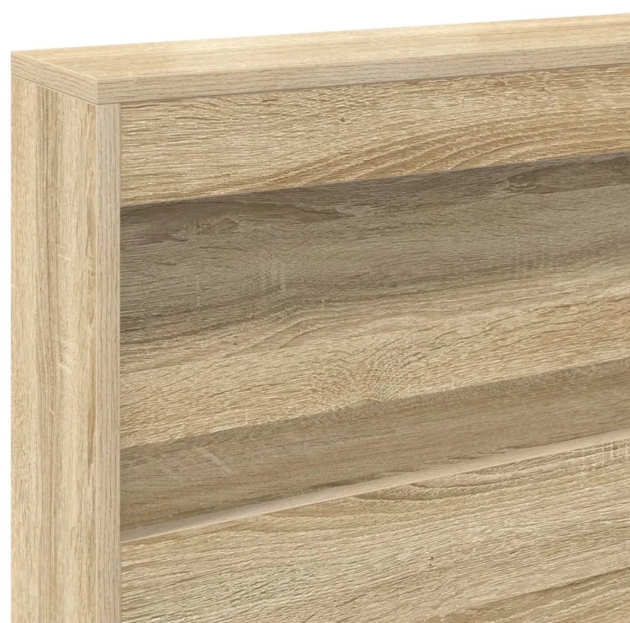 vidaXL Könyvespolcos Ágy fejtámlával sonoma tölgy 140 x 200 cm Faanyag
