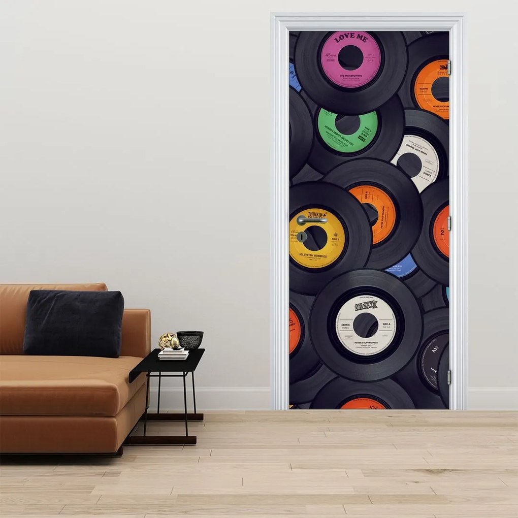 Fotótapéta ajtóra - Zenei lemezjátszók (95x205cm)