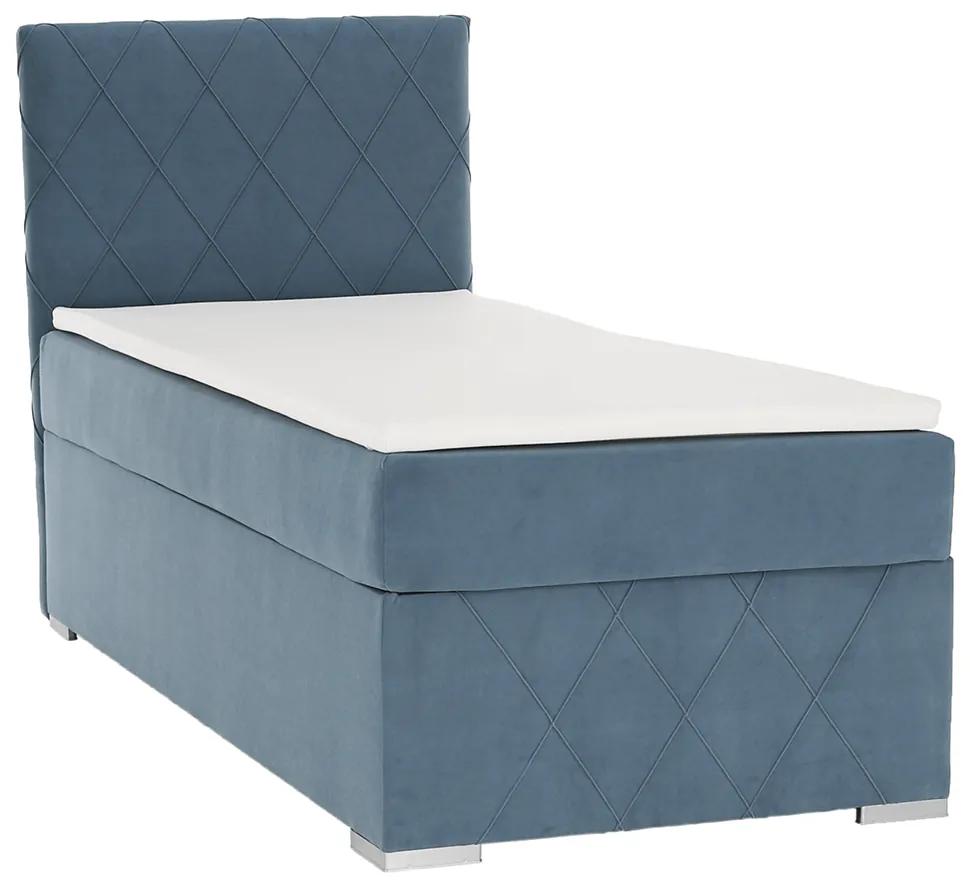 Boxspring ágy, egyszemélyes, kék, 90x200, balos, PAXTON