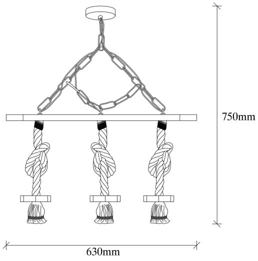 Láncos csillár EREBOS 3xE27/40W/230V barna