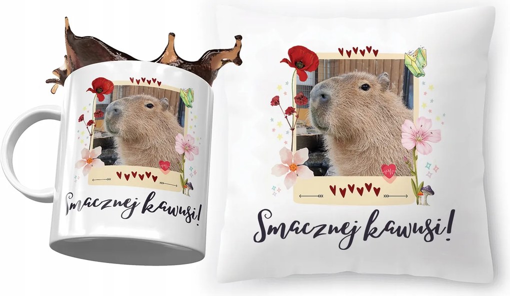 Kapibara párna bögre szett Ajándék fényképes nyomtatással