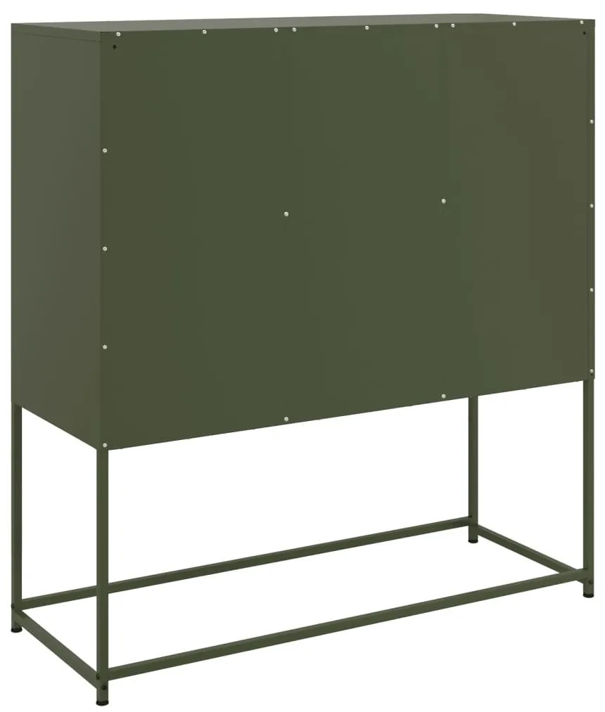 olívazöld acél tálalószekrény 100,5 x 39 x 107 cm
