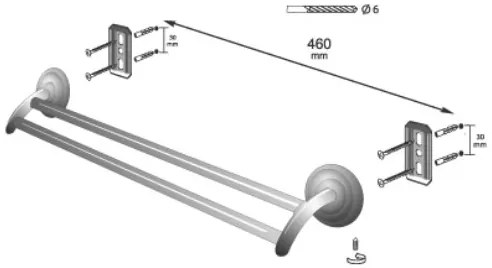 Erga Deco, 2 karú törölközőtartó 610 mm, antik sárgaréz, ERG-00411