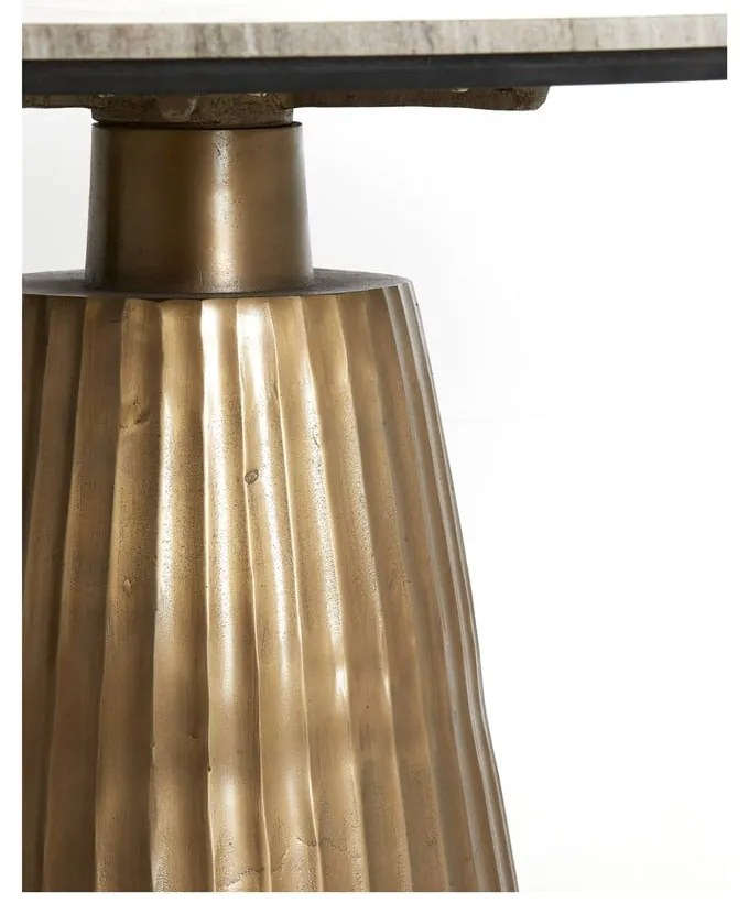 Bronzszínű-natúr színű kerek étkezőasztal márvány dekoros asztallappal ø 100 cm Rianne – Light & Living