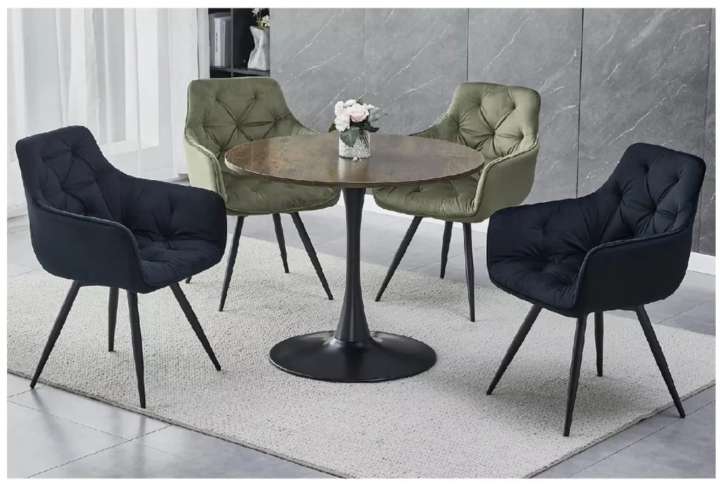 Kerek étkezőasztal AMADEO II 90x90 cm, dió dekoráció