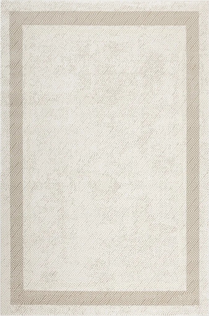 Nappali Szőnyeg Krém Bézs Arany Sűrű Halszálka Keret Allora 200x290 cm