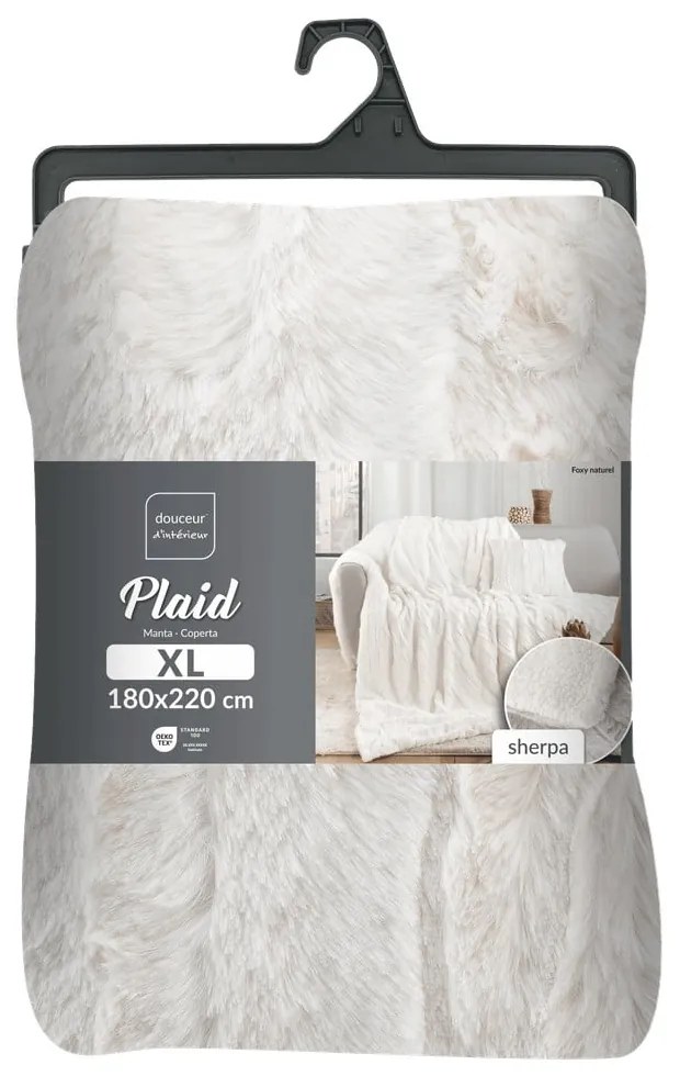 Krémszínű mikroplüss takaró 180x220 cm Foxy – douceur d'intérieur