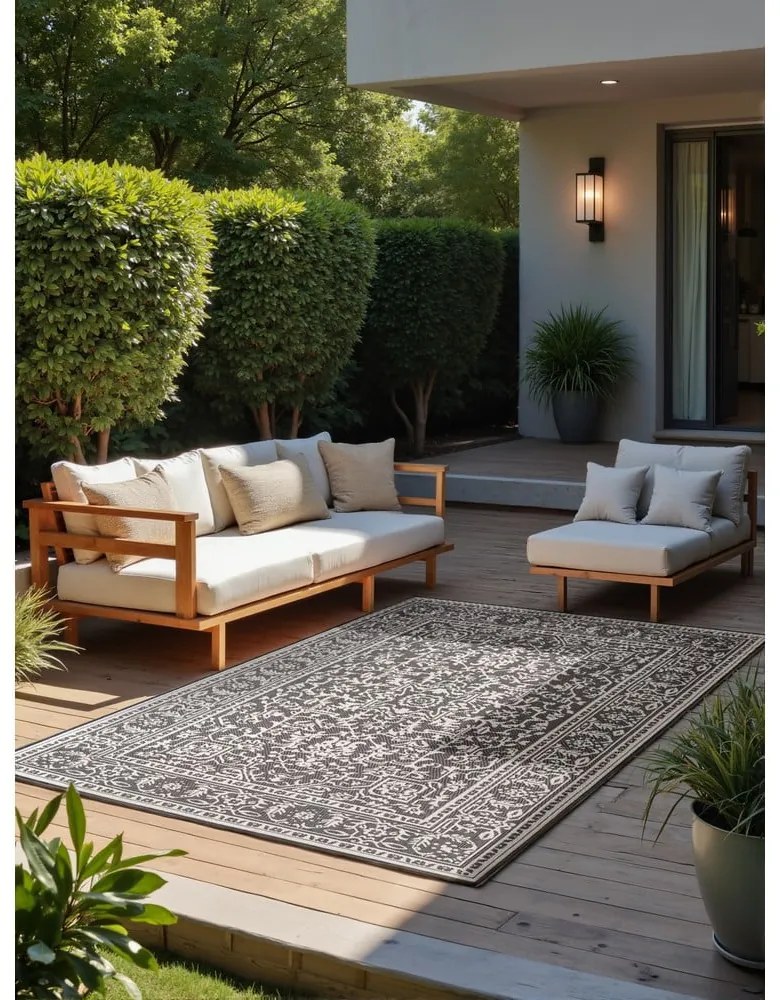 Fekete-fehér kültéri-beltéri szőnyeg 120x170 cm Duet Kona – NORTHRUGS
