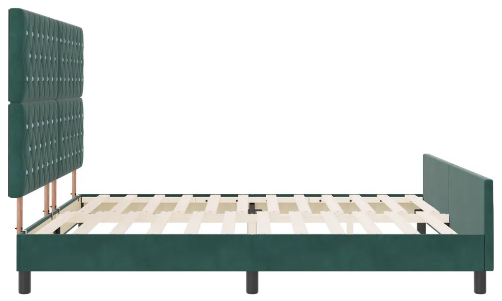 Ágykeret sötétzöldben, 180x200 cm, bársony