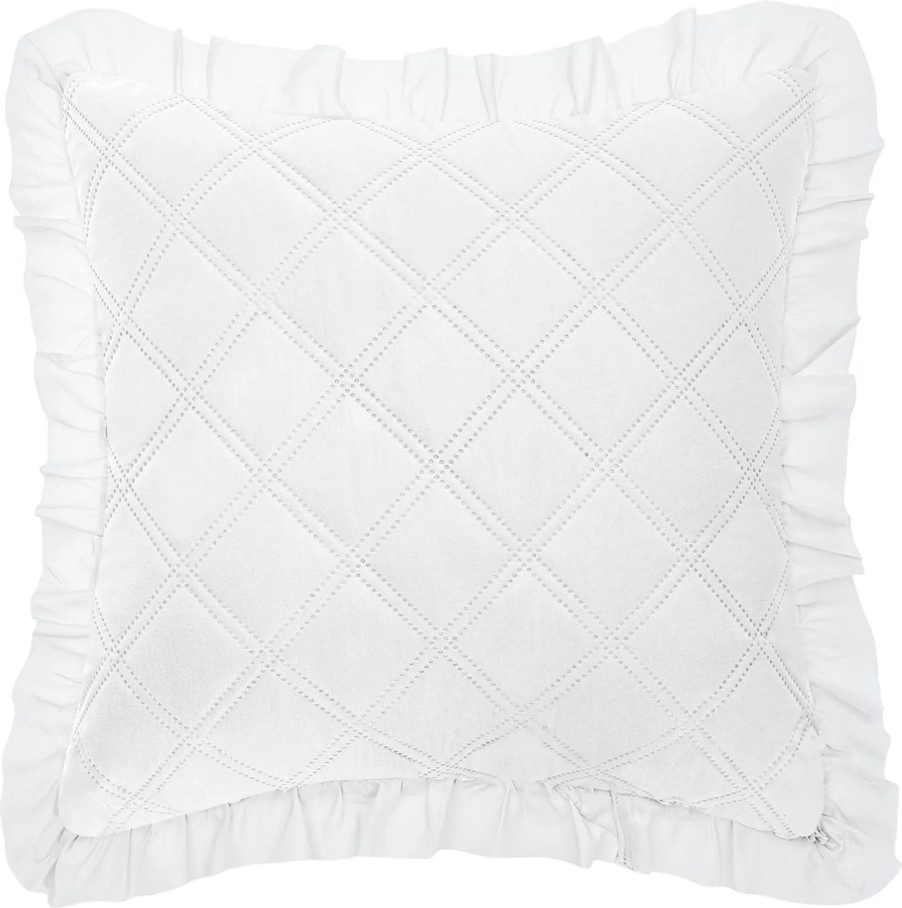 Dekoratív párnahuzat Ruffy 45x45 fehér, fodros