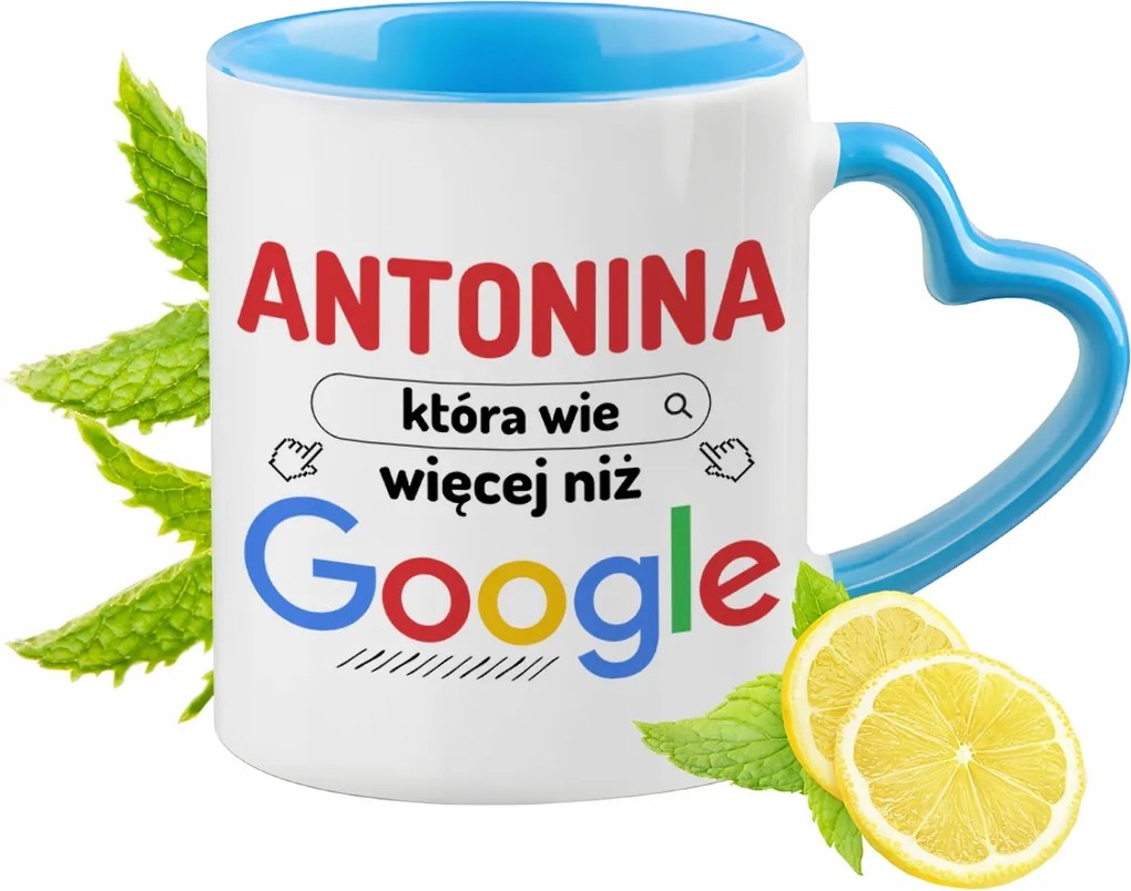 Antonina Kék Bögre Szív Alakú Füllel Kávé Ajándék